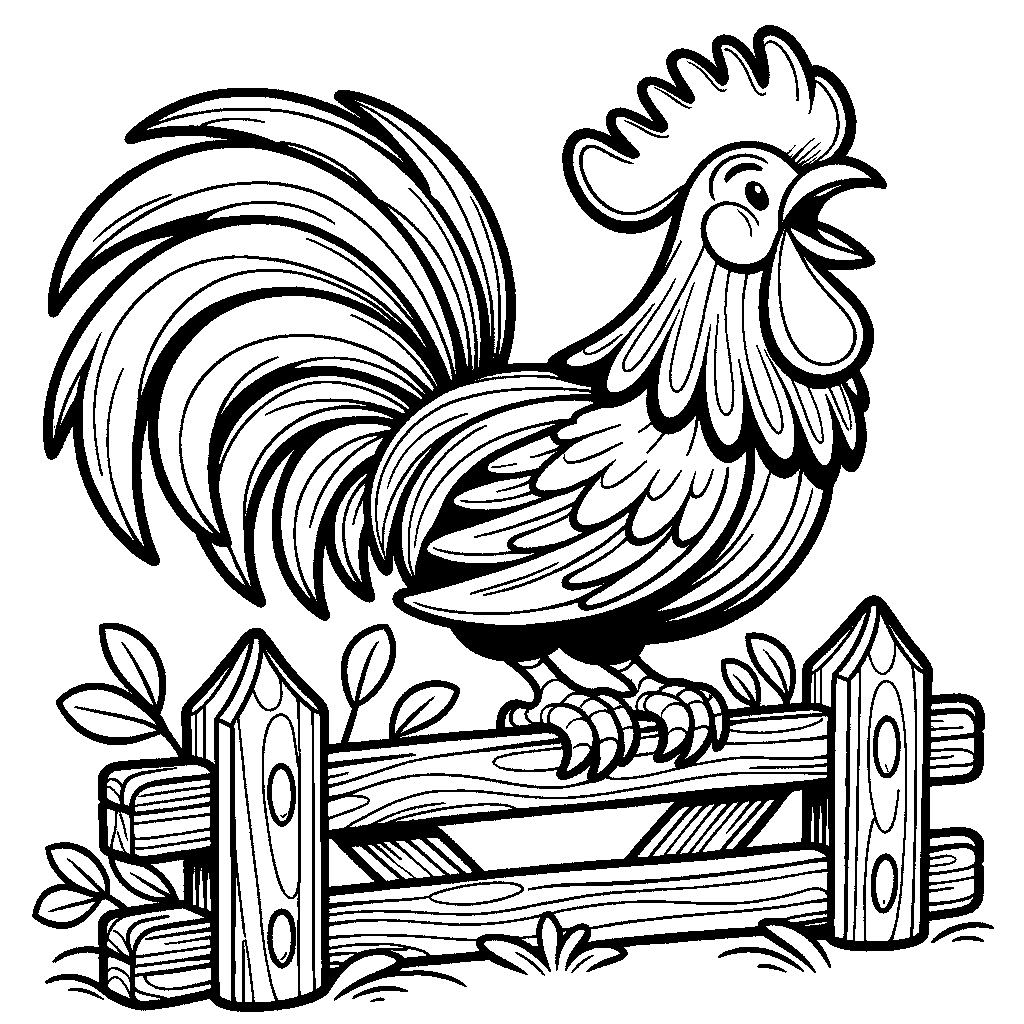 A Rooster Crowing On A Fence