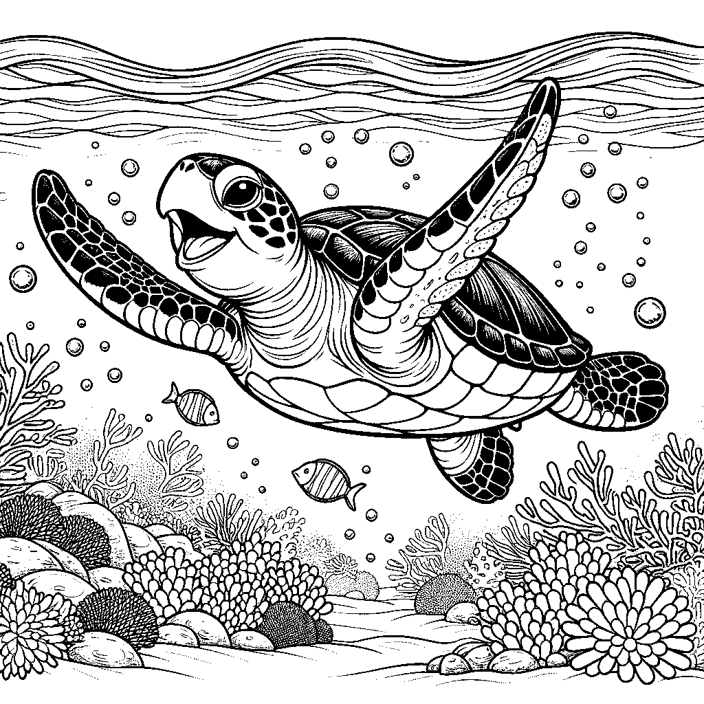 A Sea Turtle Swimming