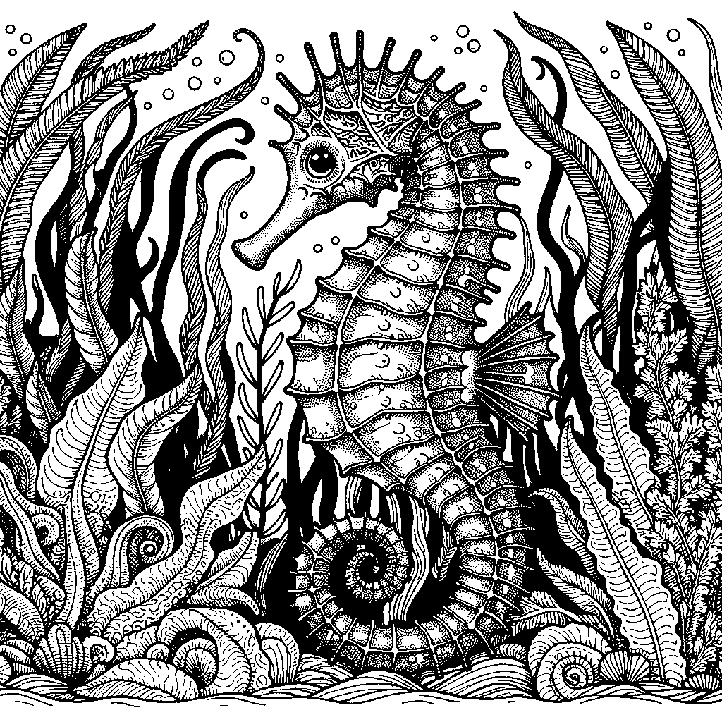 A Seahorse Among Seaweed
