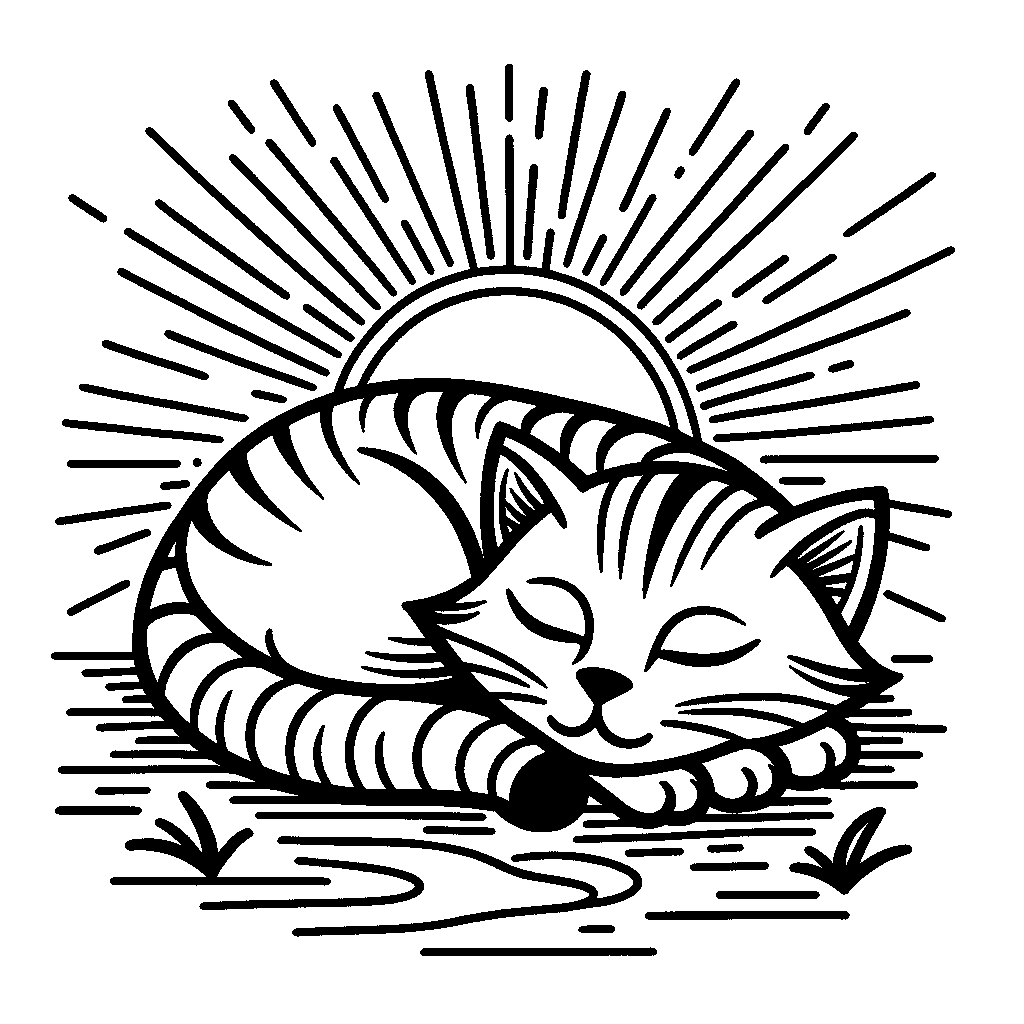A Cat Napping In Sunshine