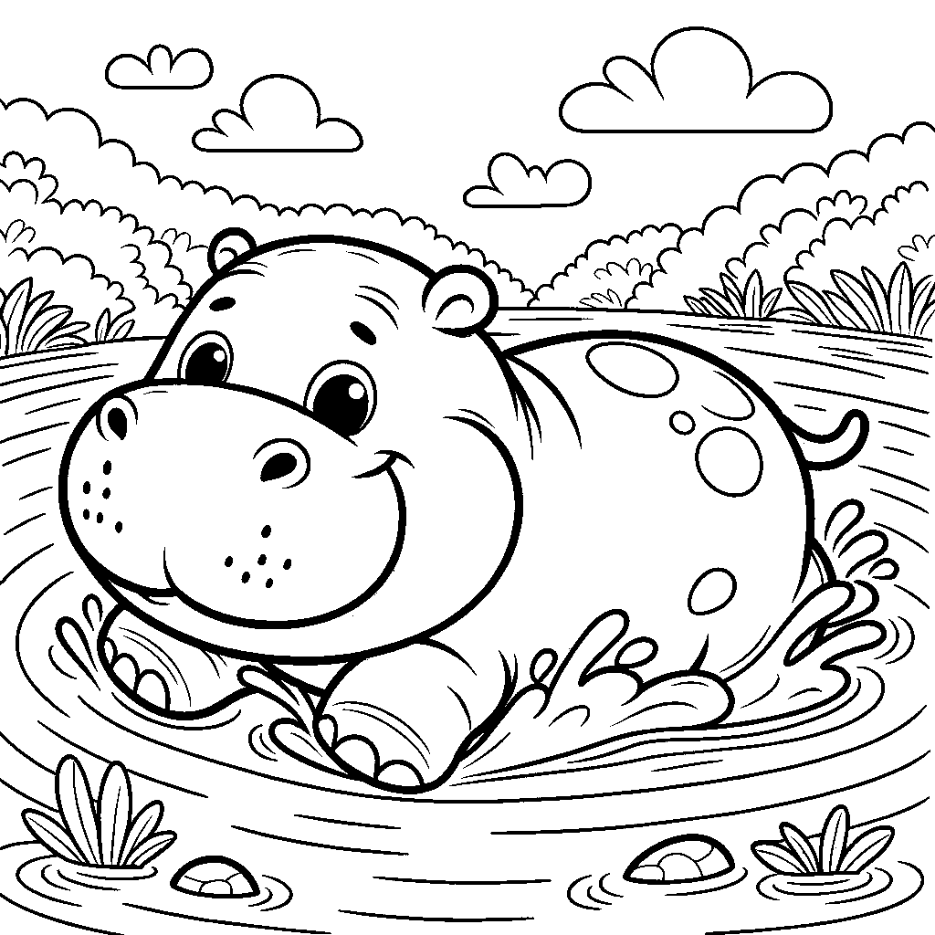 A Hippo In A River