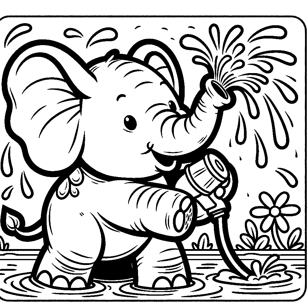 An Elephant Spraying Water