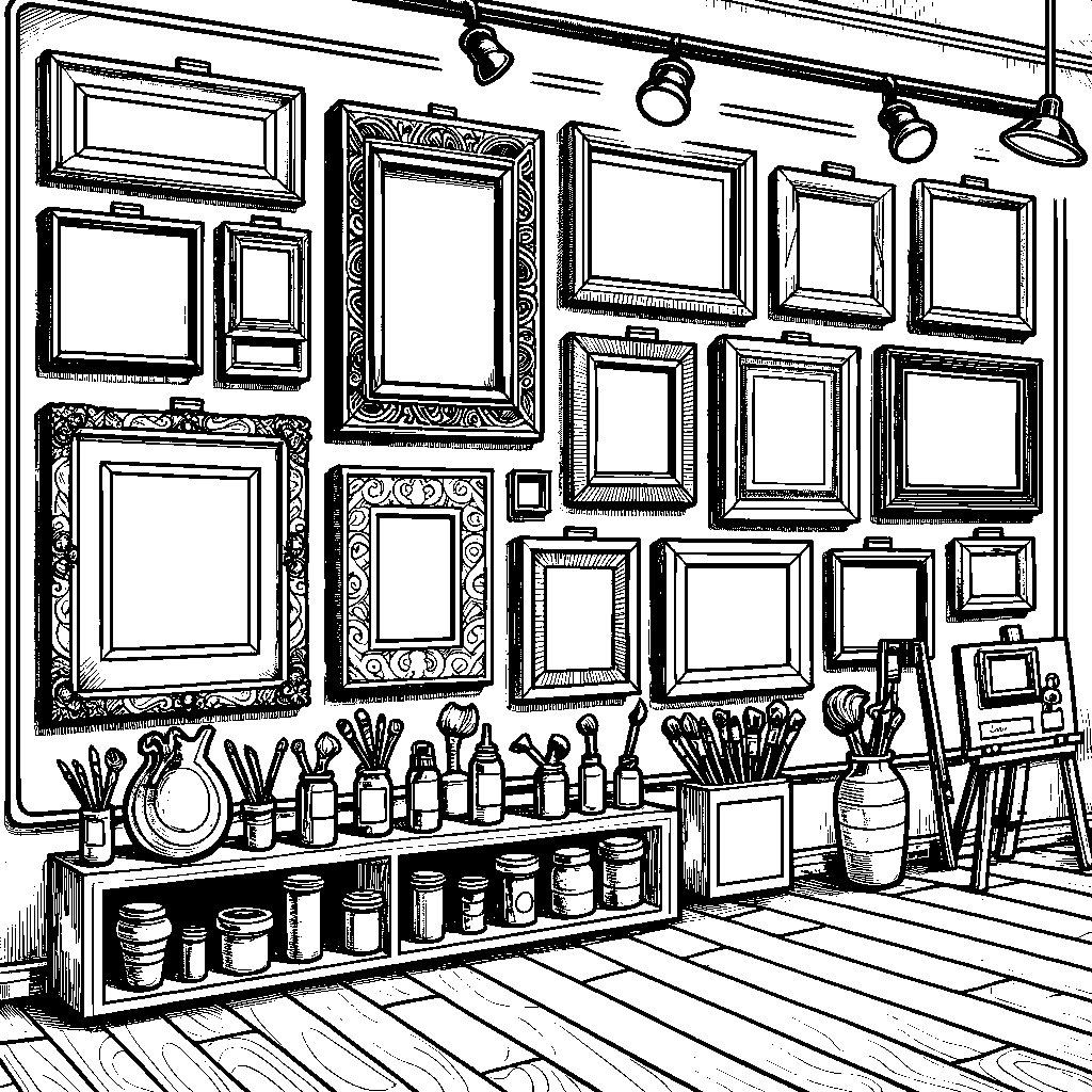 A Gallery Wall With Different Art Frames To Fill In