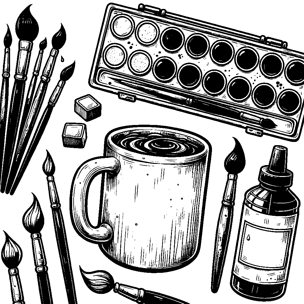 Watercolor Art Supplies — Brushes, Paints, And A Cup Of Water