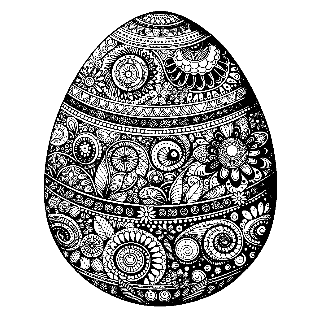 A Large Decorated Easter Egg With Simple Stripes And Dots