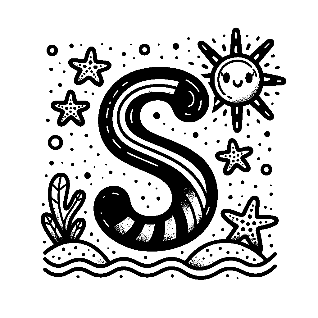 The Letter S With A Sun And A Starfish