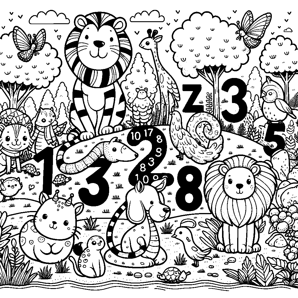 A Counting Scene With Animals Numbered 1 Through 10
