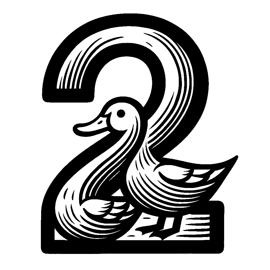 The Number 2 With Two Cute Ducks