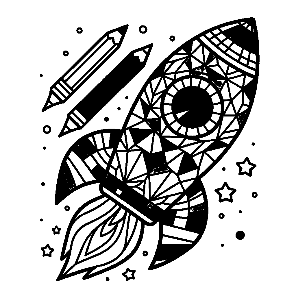 A Rocket Ship Made Entirely Of Geometric Shapes