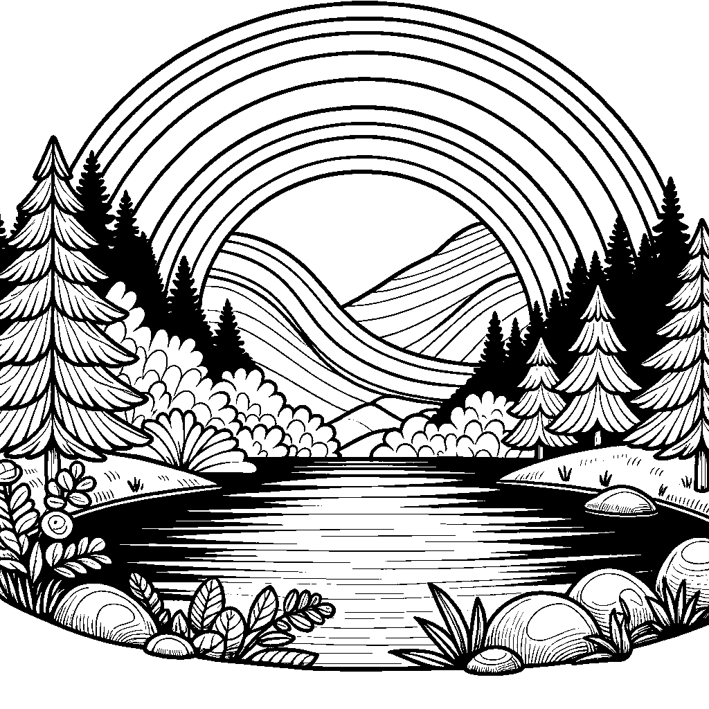 A Rainbow Stretching Over A Calm Lake