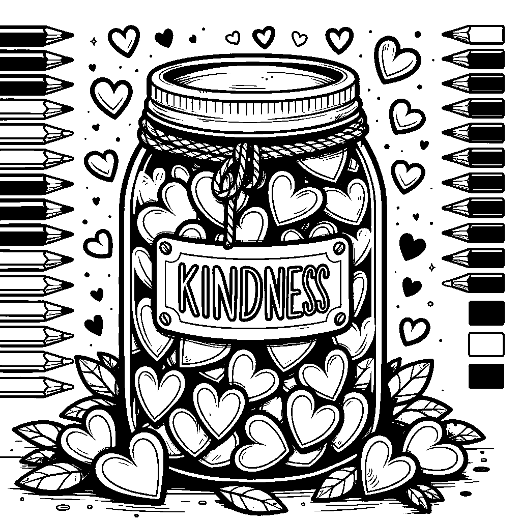 A Kindness Jar Overflowing With Paper Hearts
