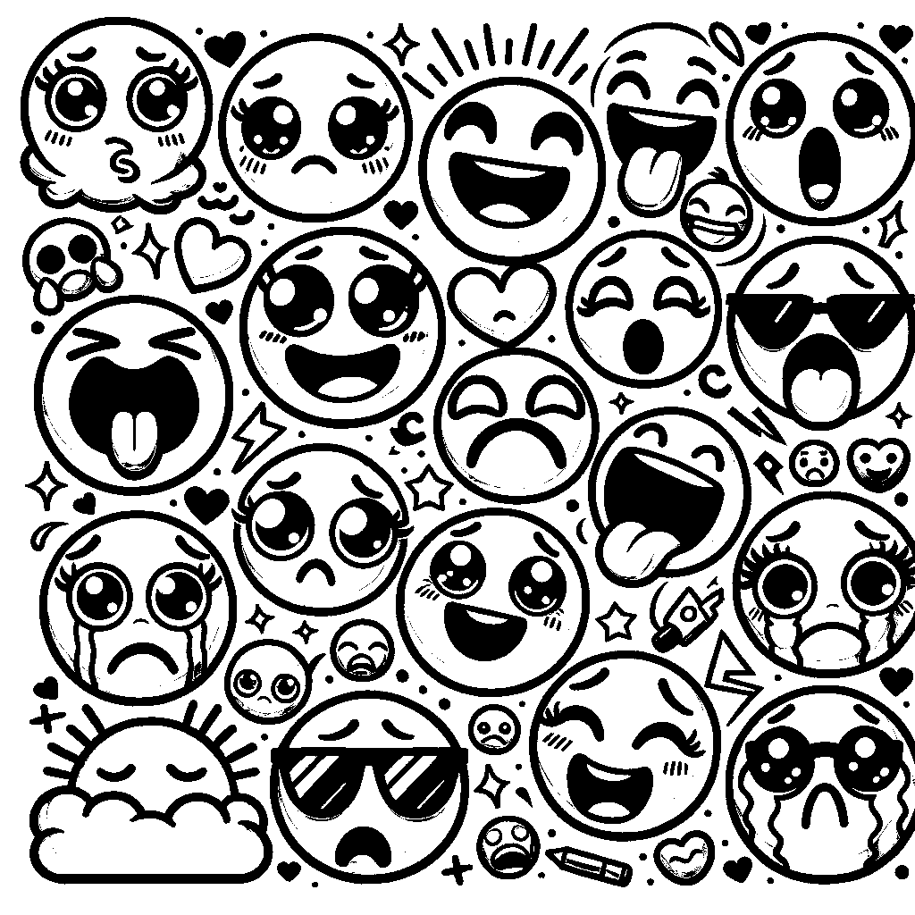 Different Emoji Faces Showing Happy, Sad, Surprised, And Silly