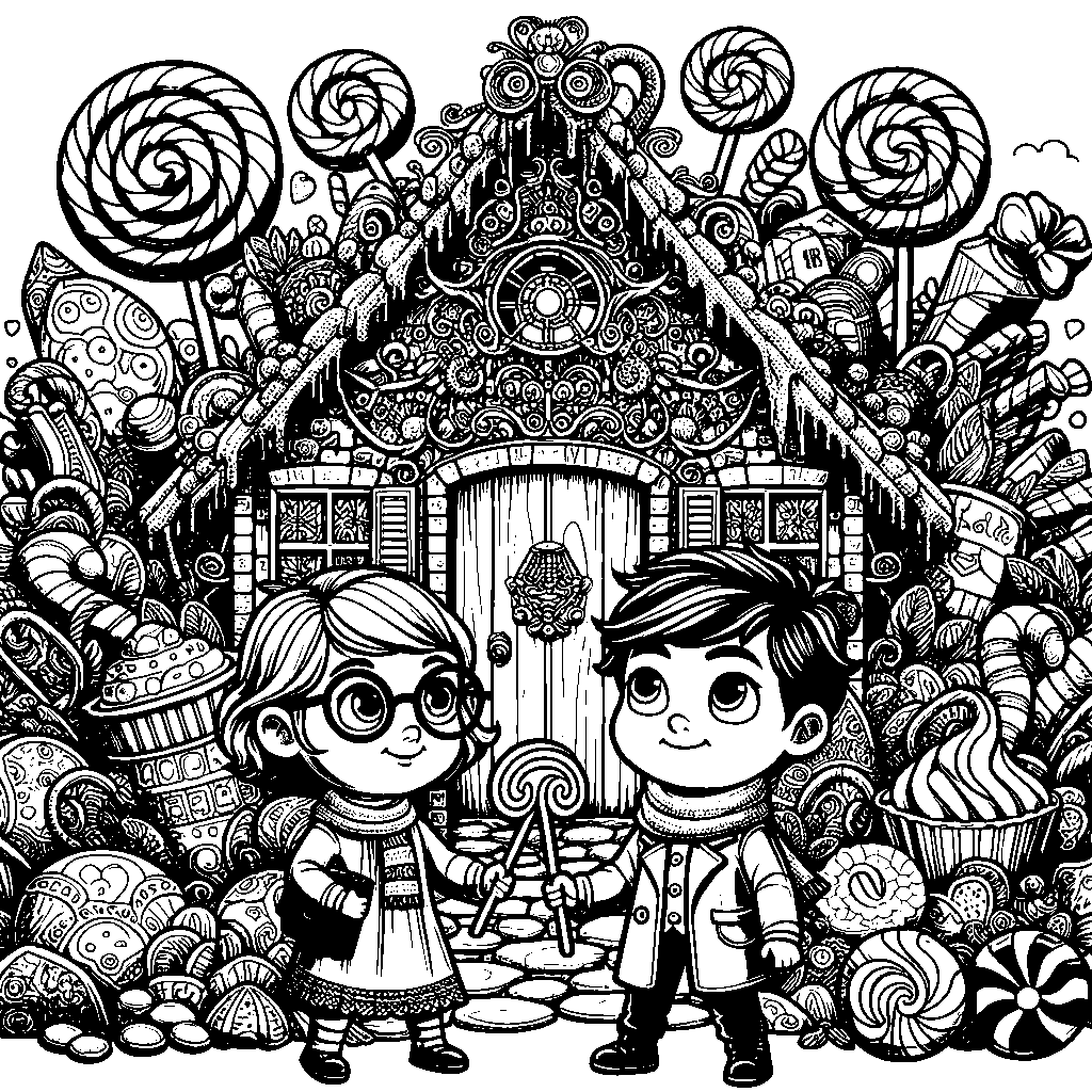 Hansel And Gretel Discovering A Candy House