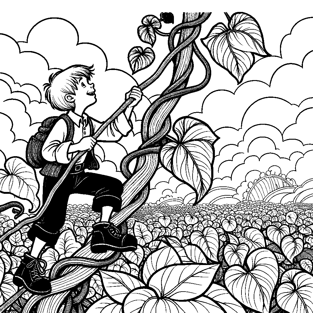 Jack Climbing A Giant Beanstalk
