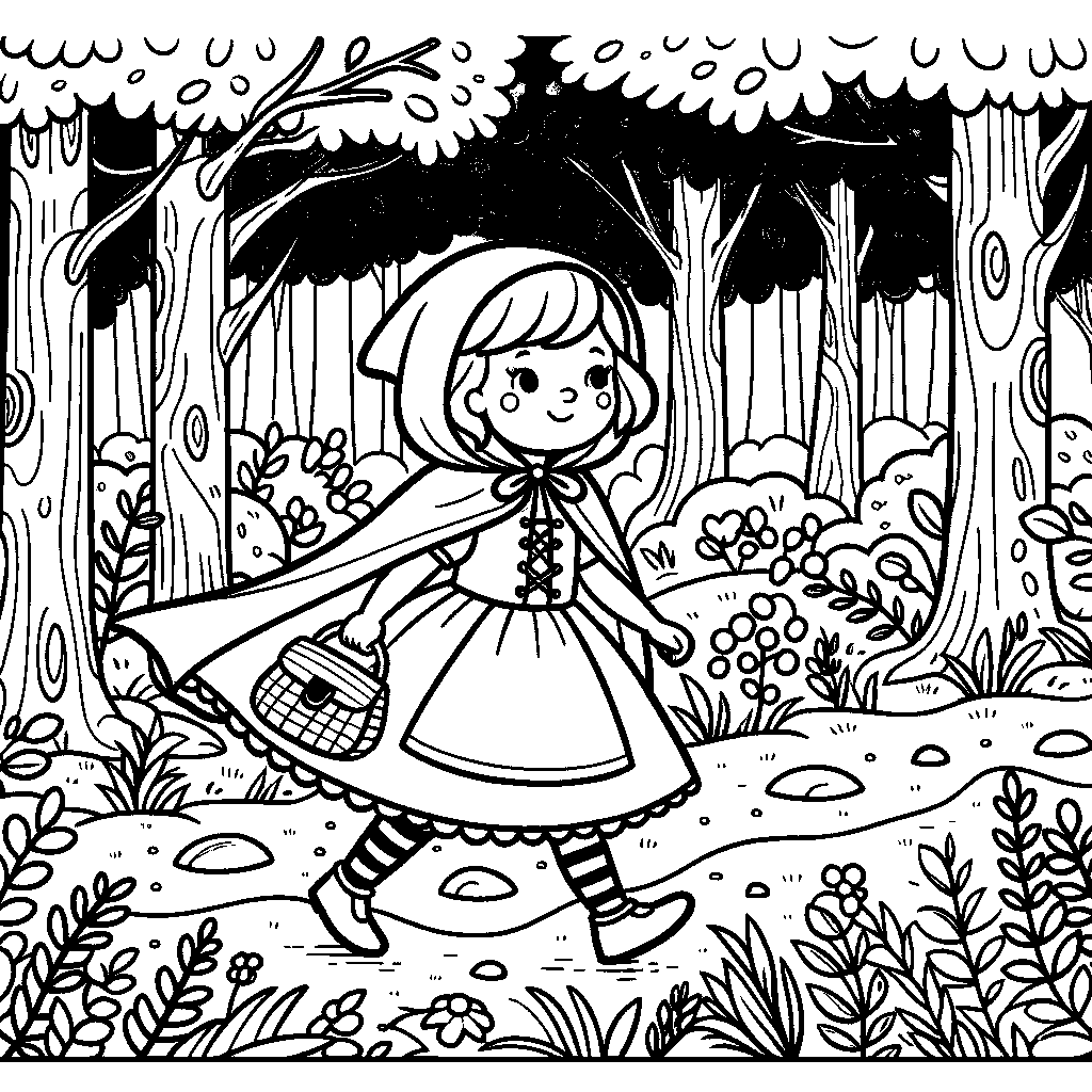 Little Red Riding Hood Walking Through The Forest