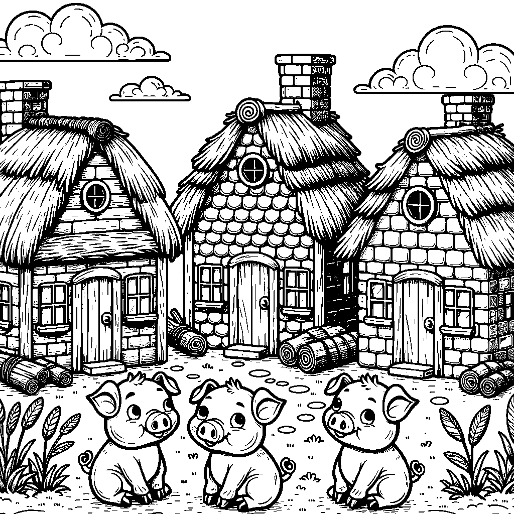 The Three Little Pigs And Their Houses