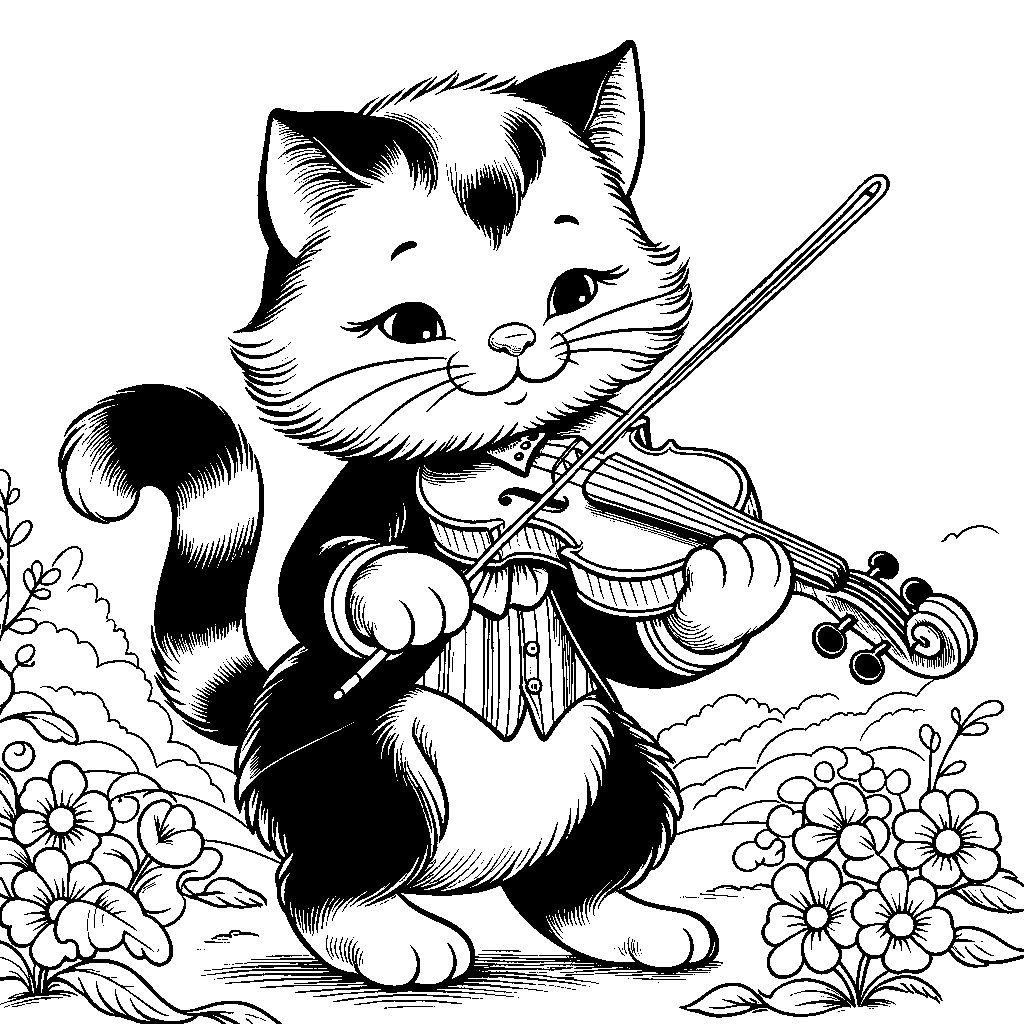 Hey Diddle Diddle With A Cat Playing A Fiddle