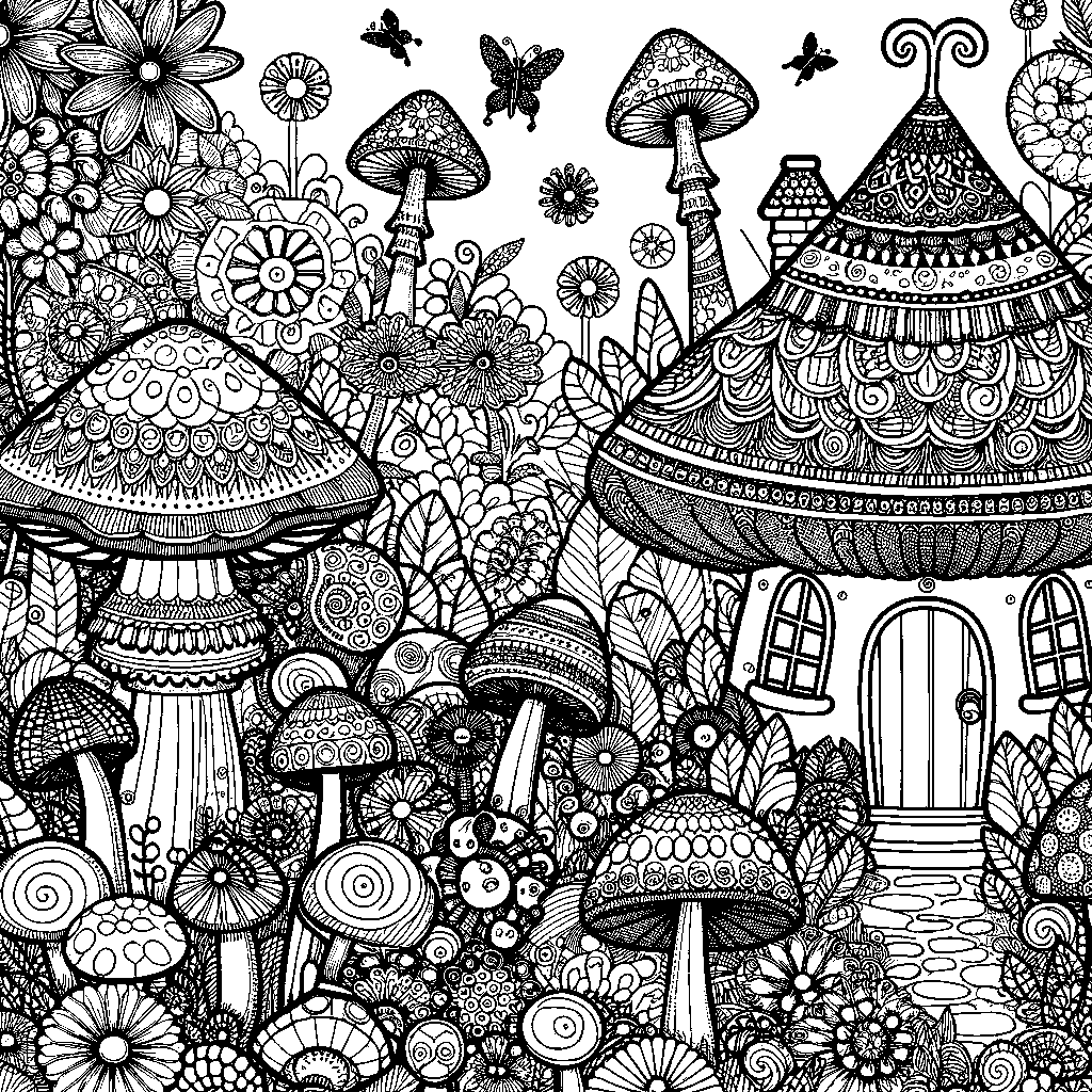 A Fairy Garden With Mushroom Houses