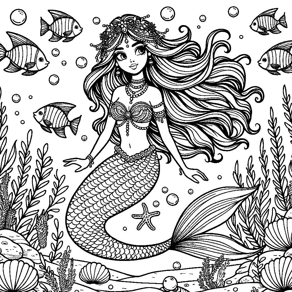 A Mermaid Princess Underwater