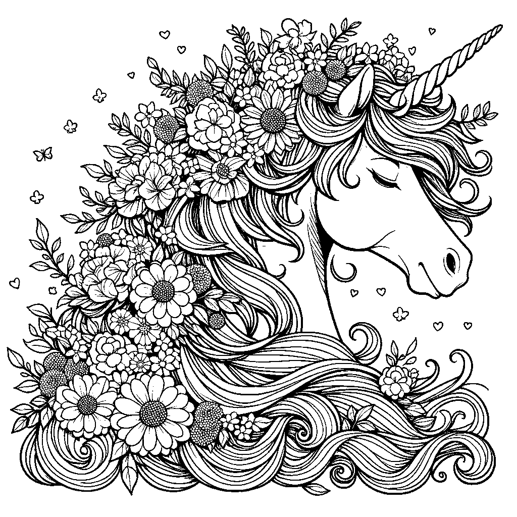 A Unicorn With Flowers In Its Mane