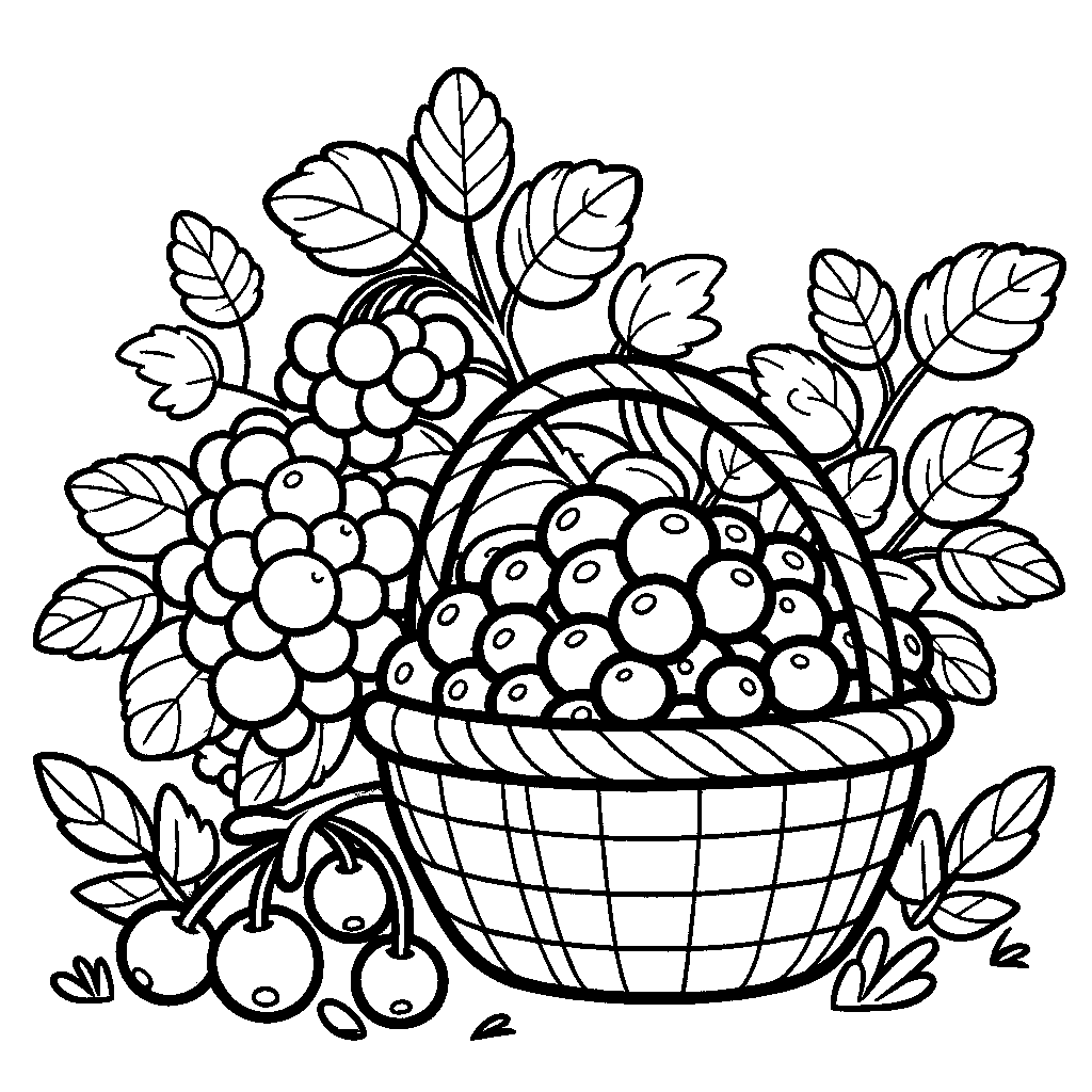A Berry Bush With A Basket Of Fresh Berries