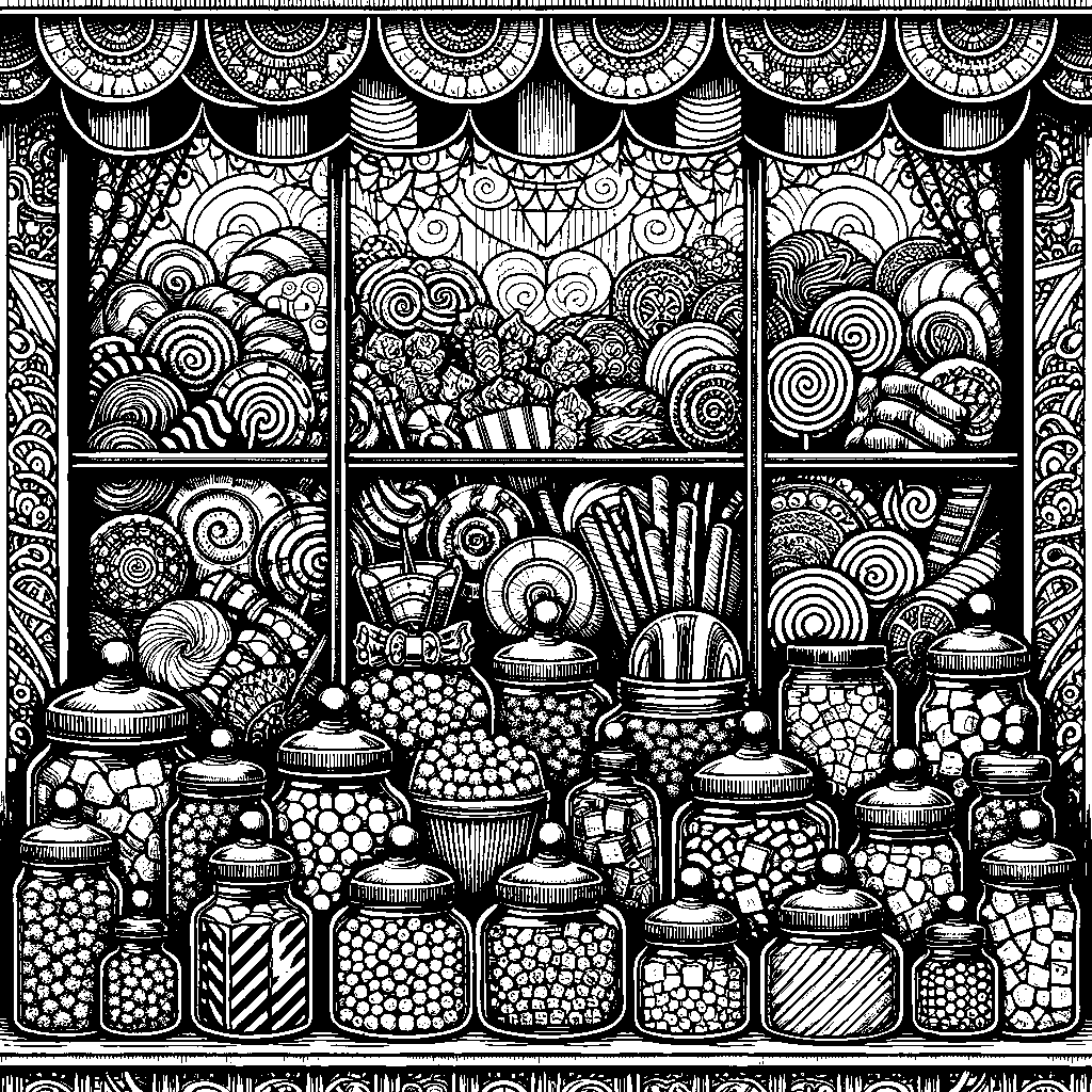 A Candy Shop Window With Jars Of Sweets