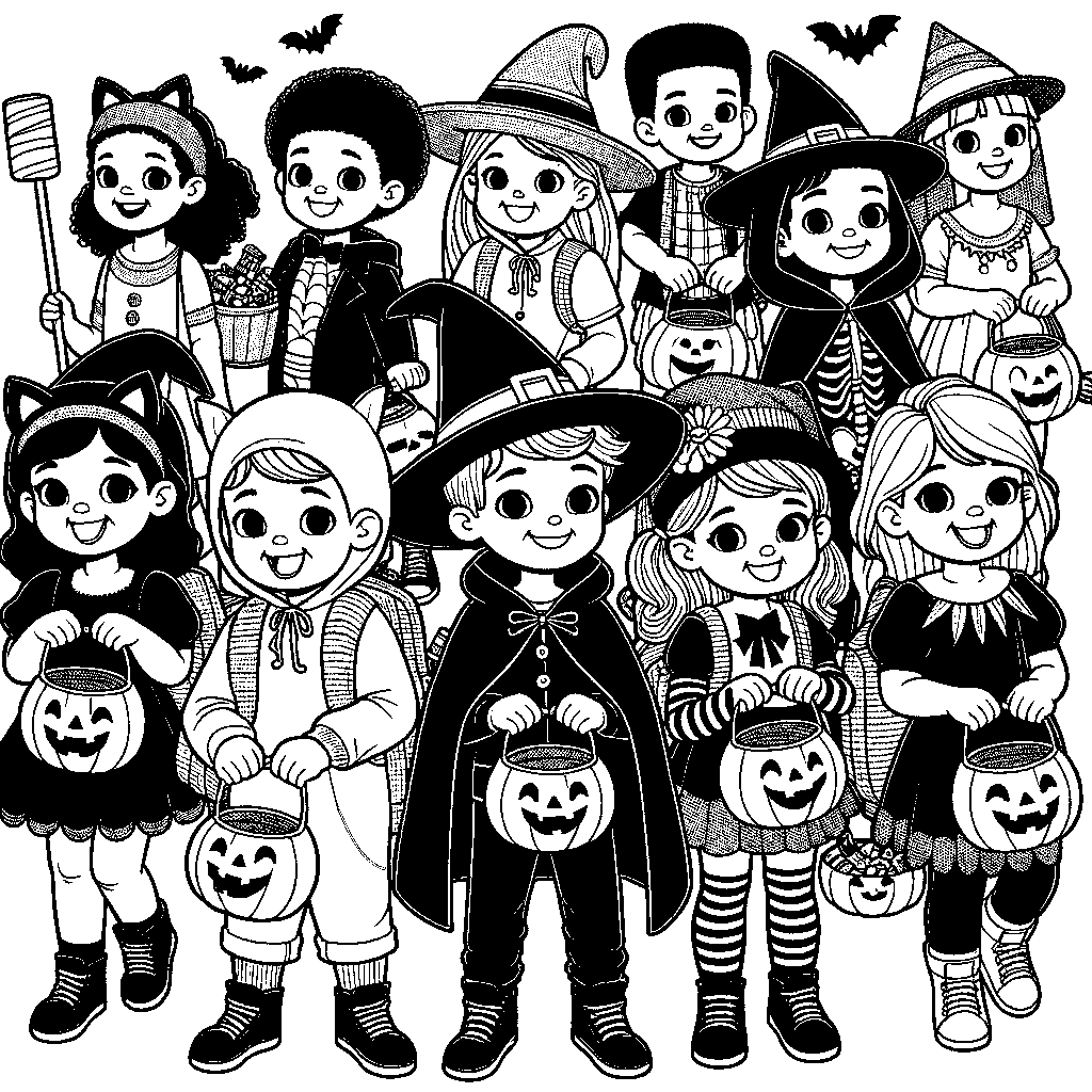 Trick Or Treat Kids In Costumes