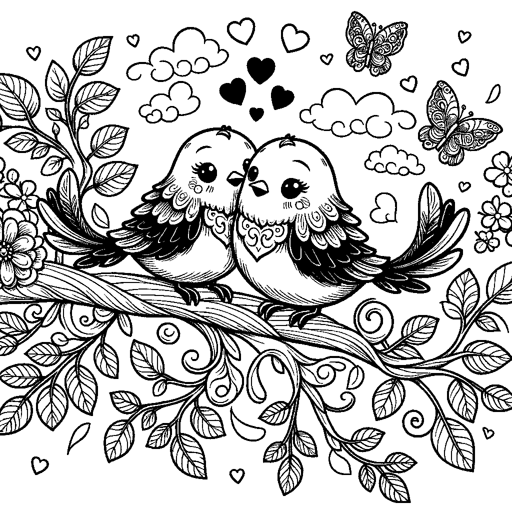 Love Birds On A Branch