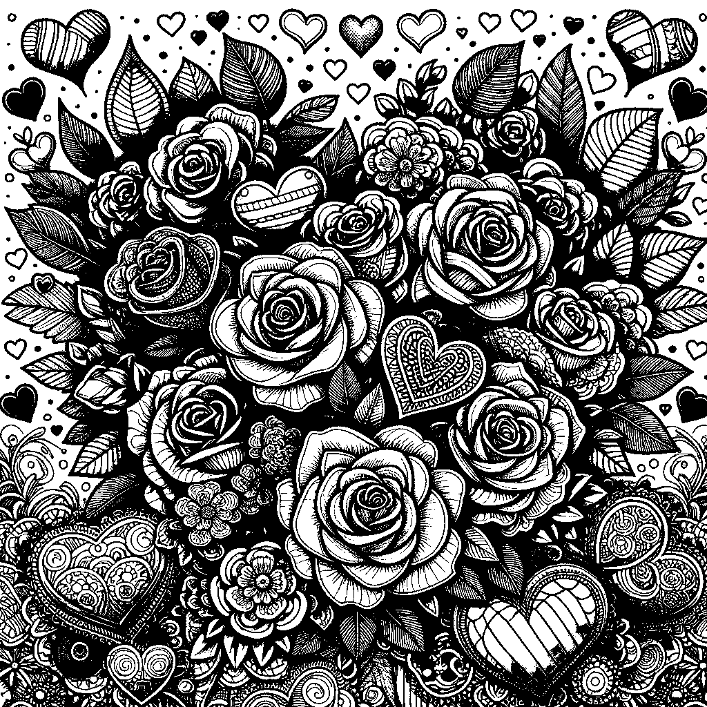 Roses And Hearts Arrangement