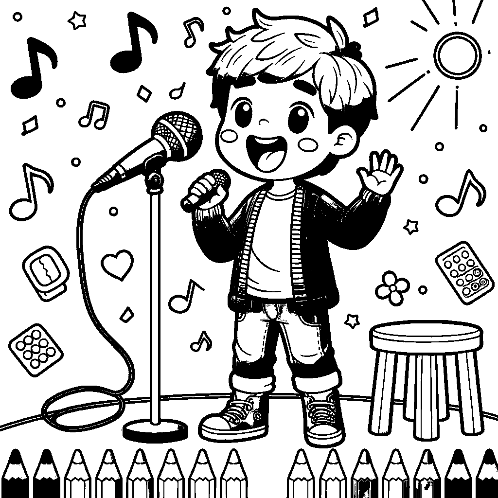 A Child Singing Into A Microphone On Stage