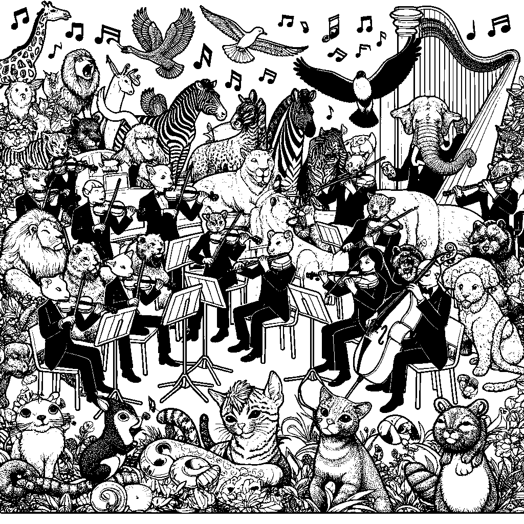 Animals Playing Instruments In An Orchestra