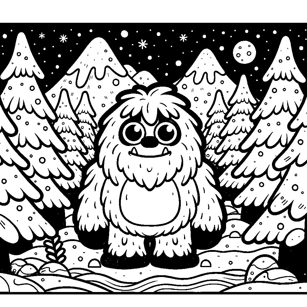 A Friendly Yeti In A Snowy Forest