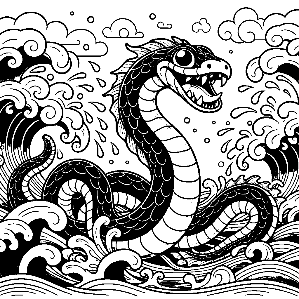 A Friendly Sea Serpent Coiled In Ocean Waves