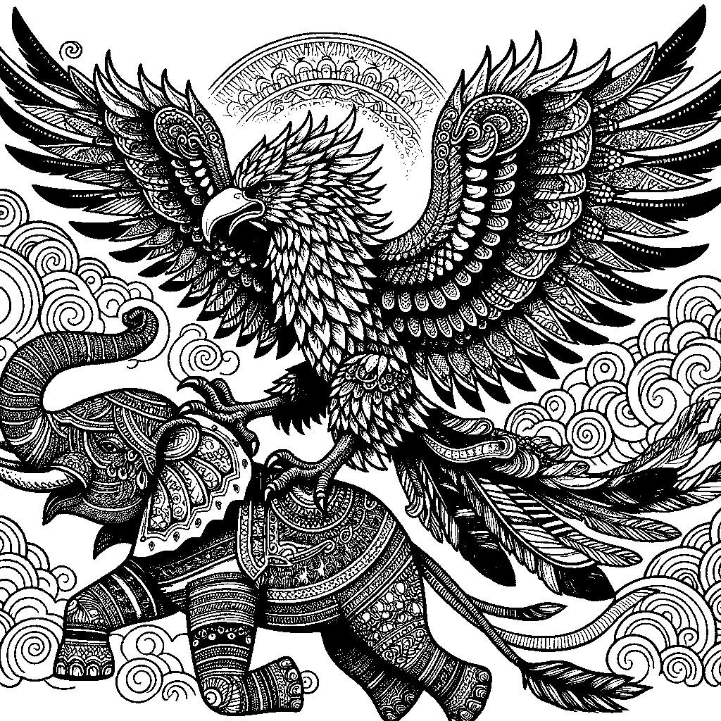 A Roc — A Giant Eagle Carrying An Elephant
