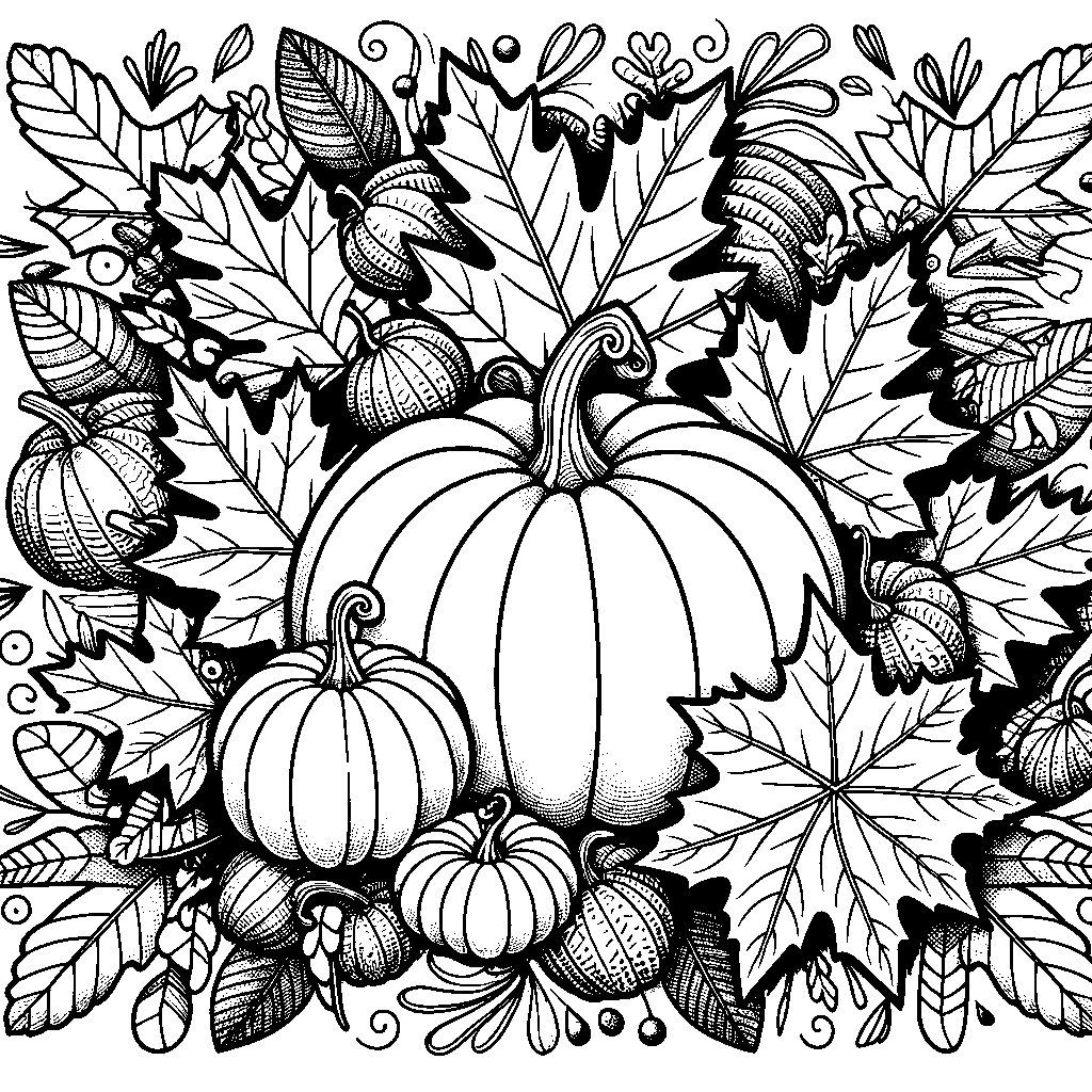 Fall Leaves And Pumpkins