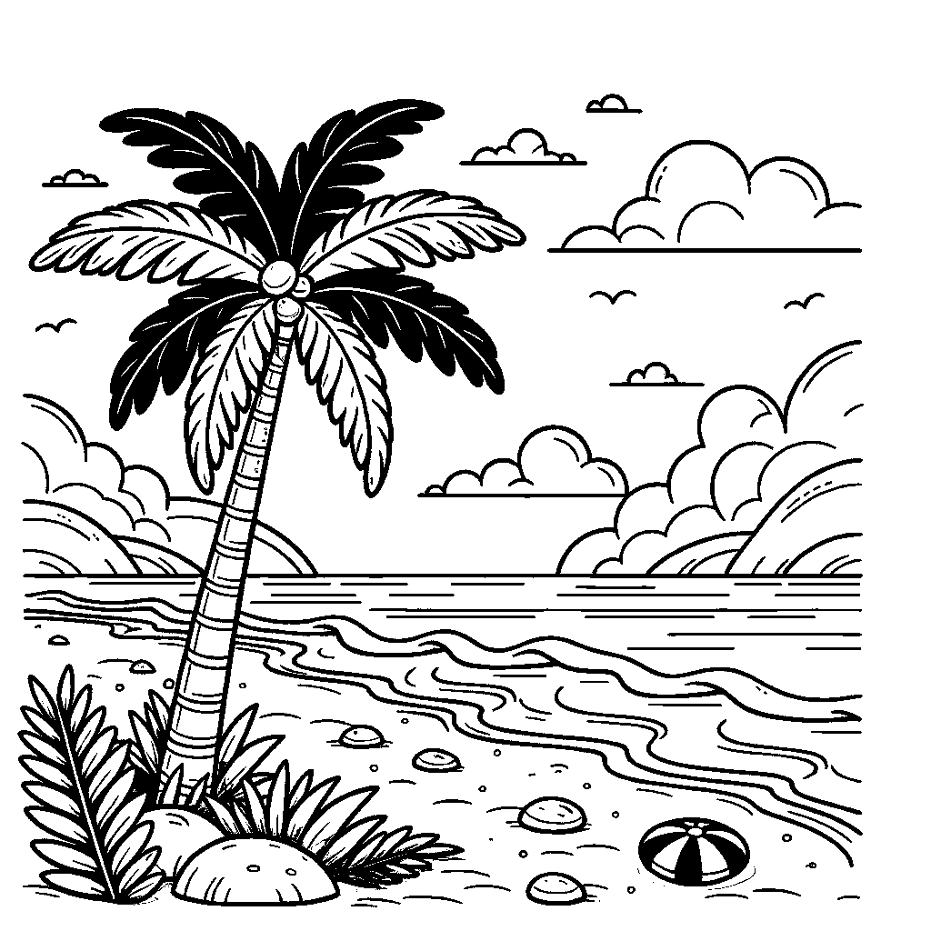 A Palm Tree On A Beach