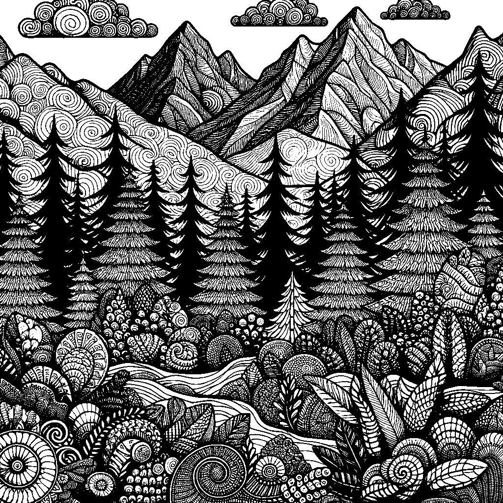 A Pine Forest With Mountains