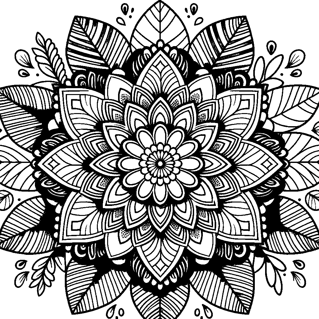 A Flower Mandala With Petals And Leaves