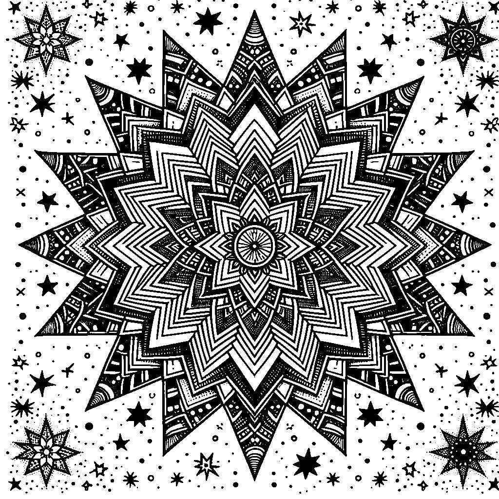 A Star Mandala With Radiating Geometric Points