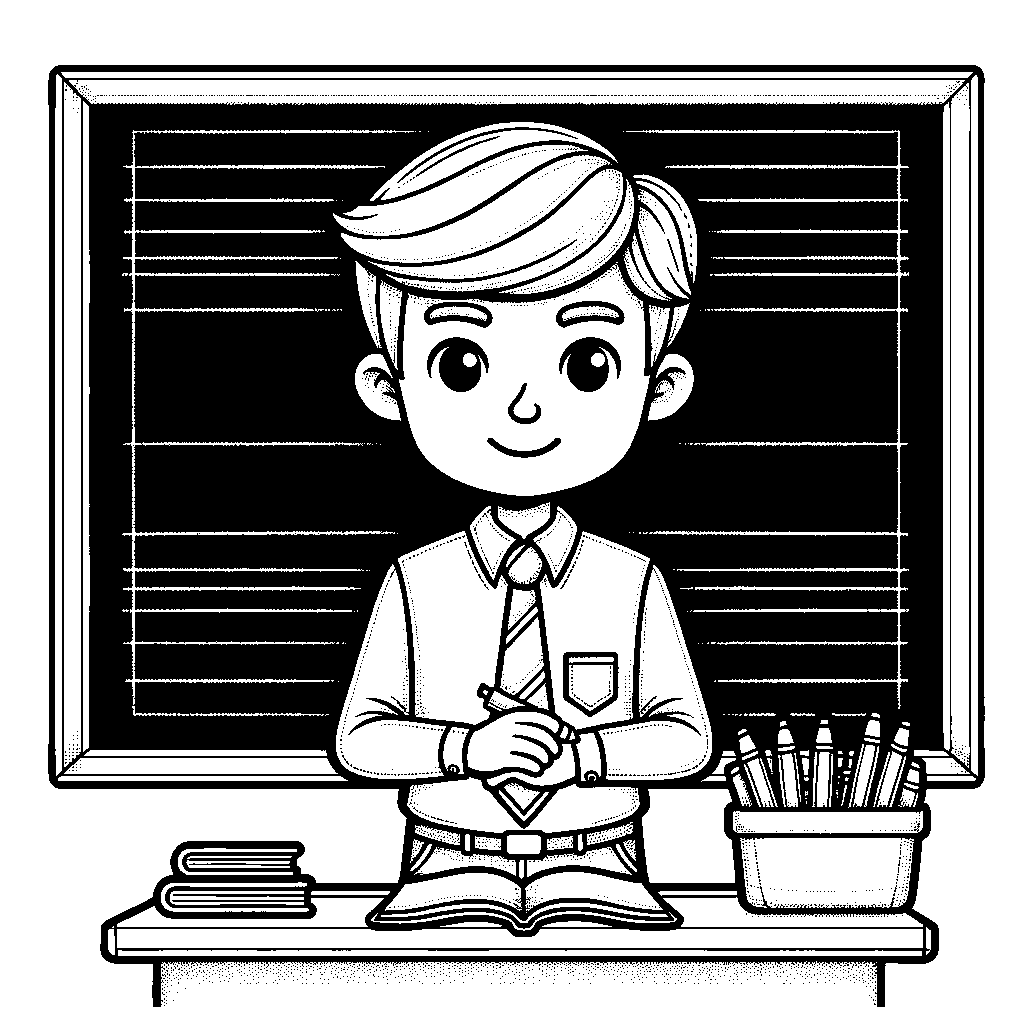 A Teacher At A Chalkboard