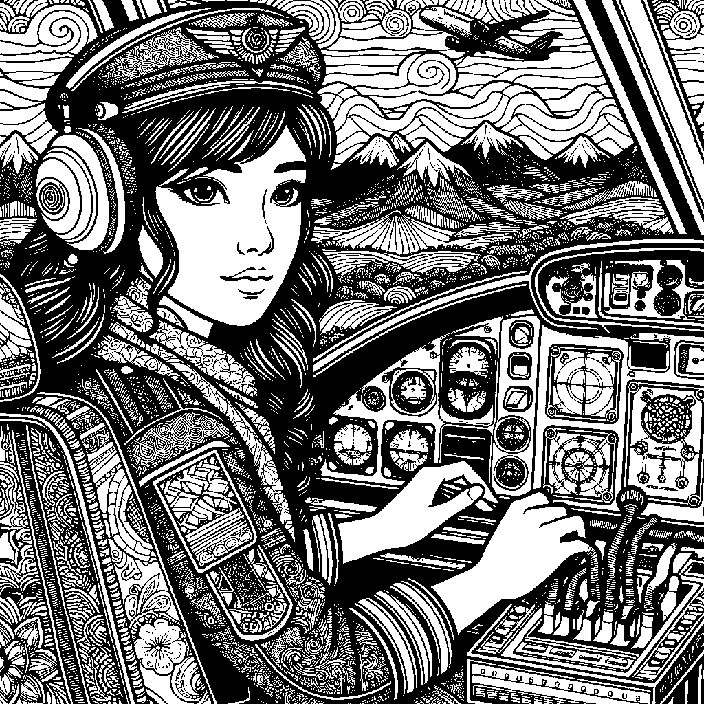 A Pilot In A Cockpit Flying Over Mountains