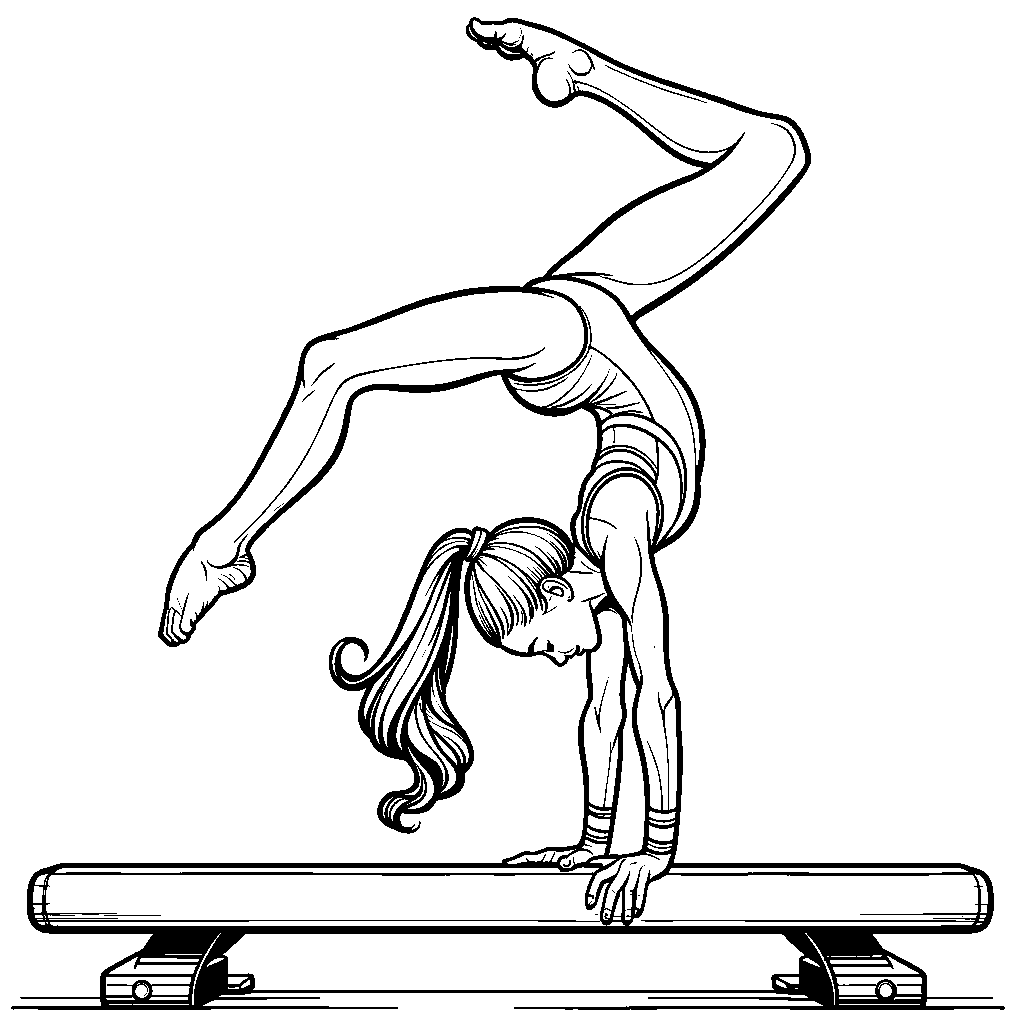 A Gymnast Doing A Handstand On A Balance Beam