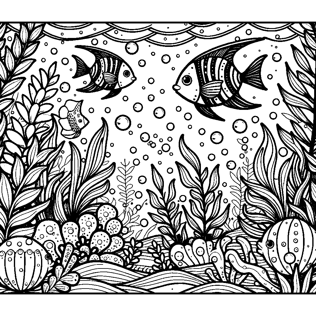 Fish Swimming Around Seaweed