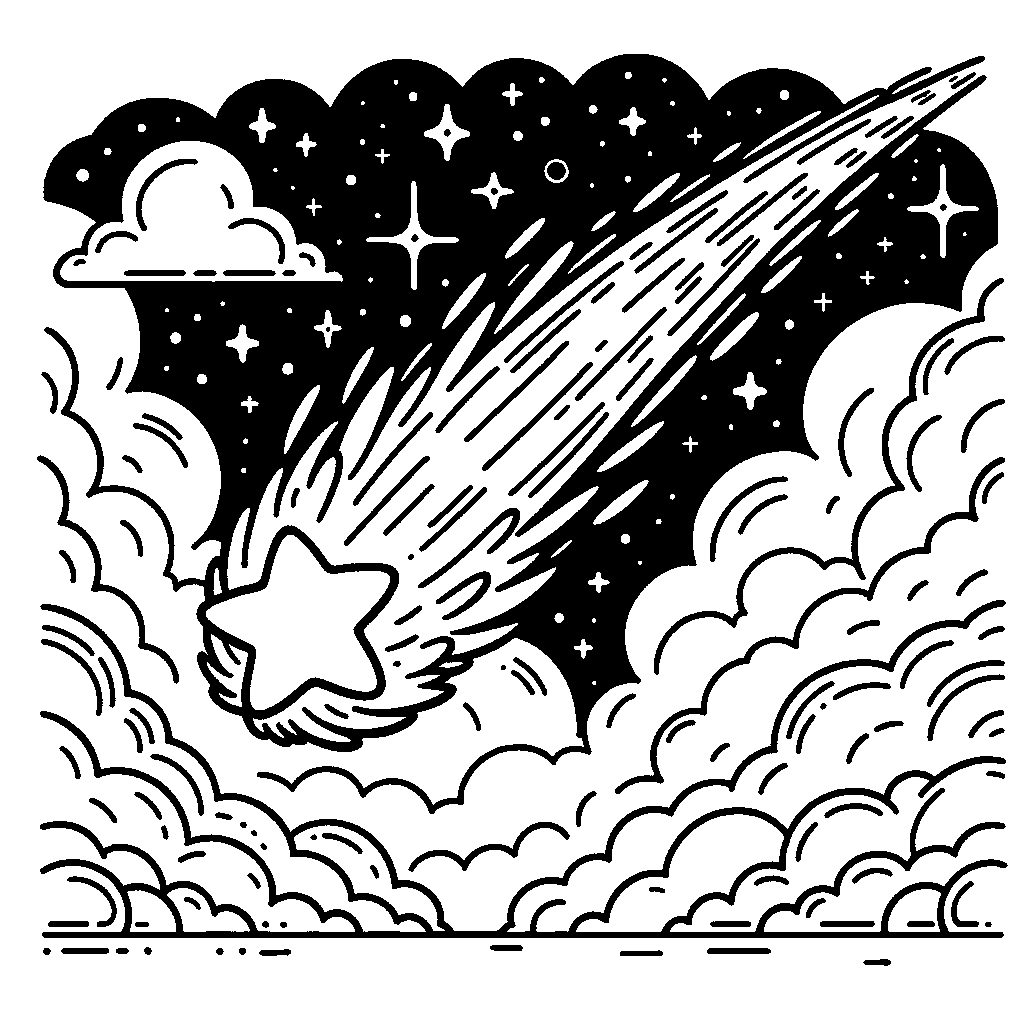 A Comet With A Bright Tail Streaking Across The Sky