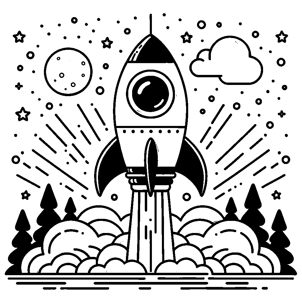 A Rocket Ship Blasting Off