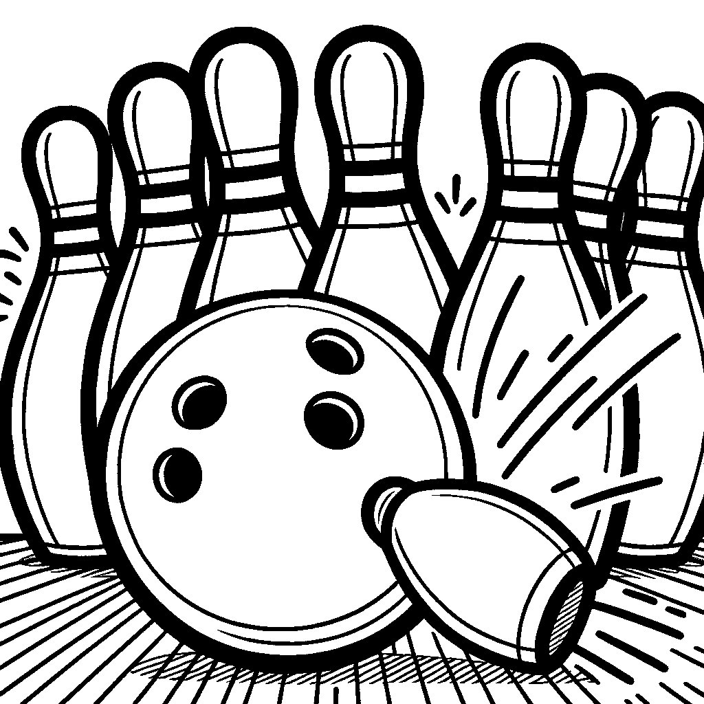 A Bowling Ball Knocking Down Pins