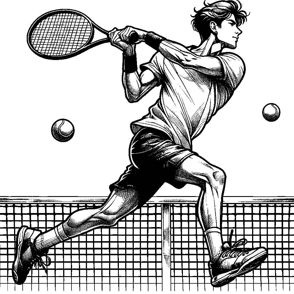 A Tennis Player Hitting A Ball Over A Net