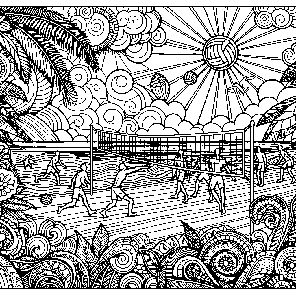 A Volleyball Game On The Beach