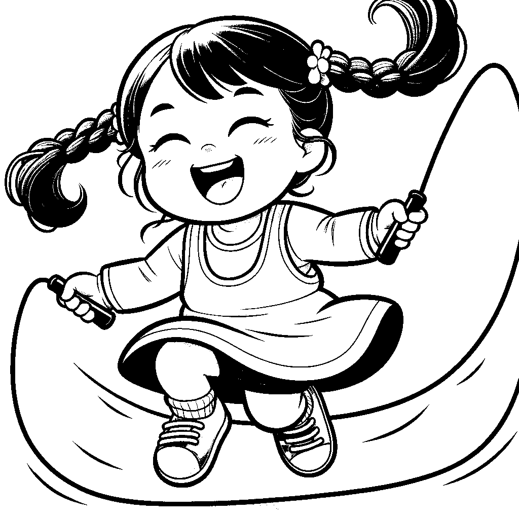 A Child Jumping Rope