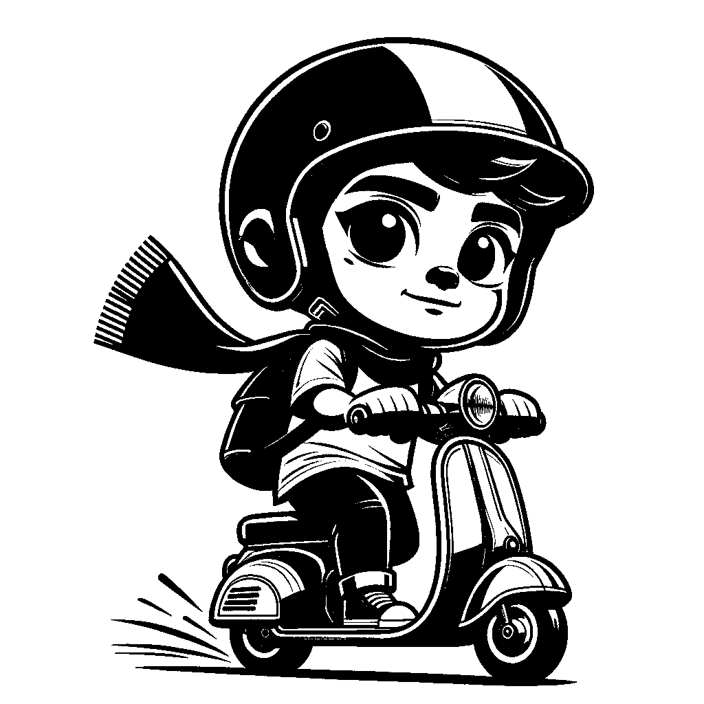 A Child On A Scooter Wearing A Helmet